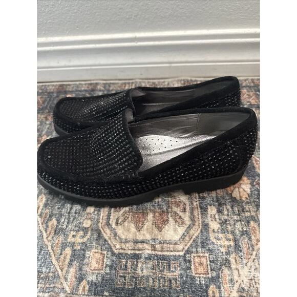 DONALD J PLINER Rio Rhinestone Beaded Blingy Suede Loafers Black Sz 6 New - Picture 3 of 6